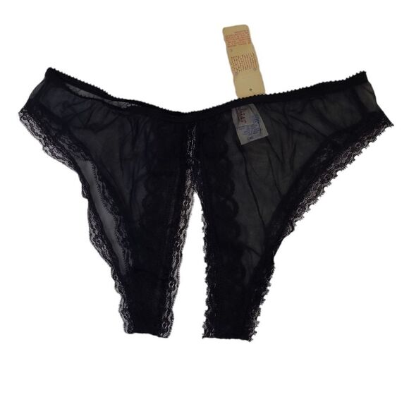 NEW Vintage 70s Fredrick's of Hollywood sheer black crotchless panties underwear - Picture 4 of 9